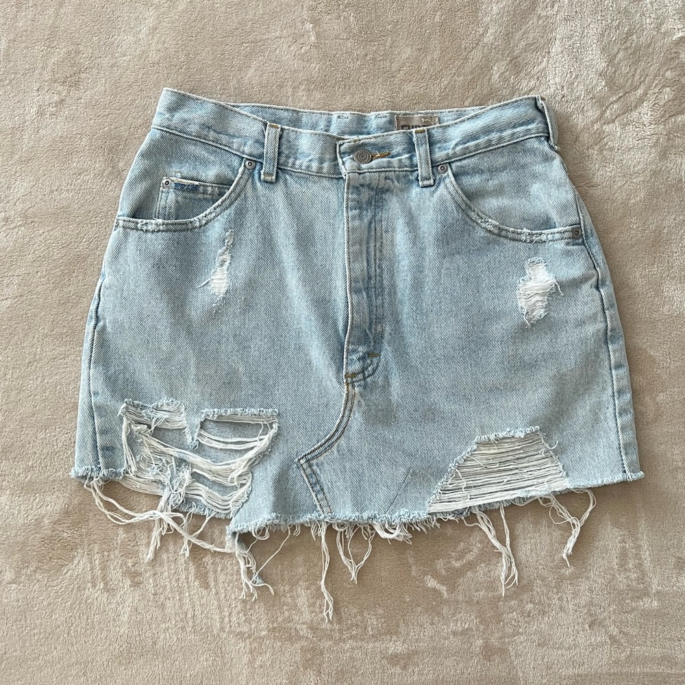 LF Furst of a Kind distressed denim skirt